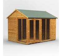 Powersheds Apex Roof Summerhouse 10' x 8', Golden Brown Timber Shiplap Tongue & Groove