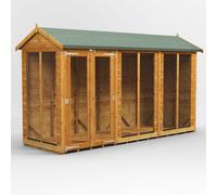 Power Apex Roof Summerhouse 12'x4' Golden Brown