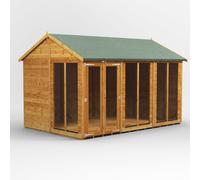 Power Apex Roof Summerhouse 12'x8' Golden Brown