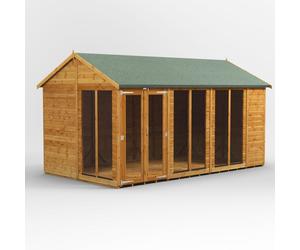 Powersheds Apex Roof Summerhouse 14' x 8', Golden Brown Timber Shiplap Tongue & Groove