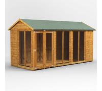 Power Apex Roof Summerhouse 14'x6' Golden Brown