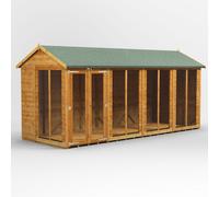 Powersheds Apex Roof Summerhouse 16' x 6', Golden Brown Timber Shiplap Tongue & Groove
