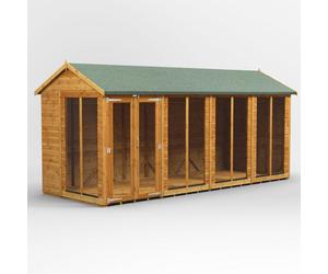 Powersheds Apex Roof Summerhouse 16' x 6', Golden Brown Timber Shiplap Tongue & Groove