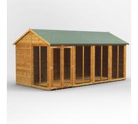 Power Apex Roof Summerhouse 16'x8' Golden Brown