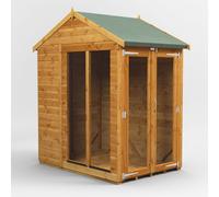 Powersheds Apex Roof Summerhouse 4' x 6', Golden Brown Timber Shiplap Tongue & Groove