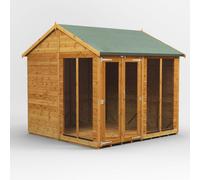 Powersheds Apex Roof Summerhouse 8' x 8', Golden Brown Timber Shiplap Tongue & Groove