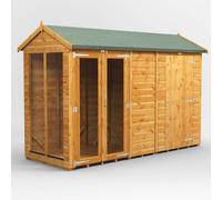 10X4 Power Apex Summerhouse Combi Including 4Ft Side Store, Brown