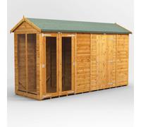 Powersheds Apex Roof Summerhouse Combi 12ft x 4ft with Side Store, Golden Brown Timber
