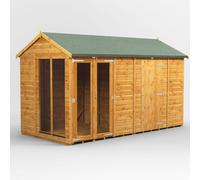 12X6 Powersheds Apex Summerhouse Combi Including 6Ft Side Store, Brown