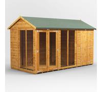 Power Apex Roof Summerhouse Combi 12'x6' with 4' Side Store - Golden Brown