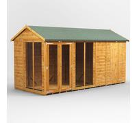 Powersheds Apex Roof Summerhouse Combi 14ft x 6ft with 4ft Side Store - Golden Brown