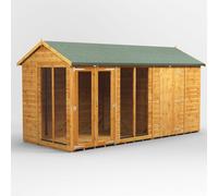 14X6 Power Apex Summerhouse Combi Including 6Ft Side Store, Brown