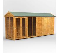 Powersheds Apex Roof Summerhouse Combi 16ft x 4ft with 6ft Side Store - Golden Brown