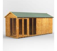 Powersheds Apex Roof Summerhouse Combi 16ft x 6ft with 6ft Side Store - Golden Brown