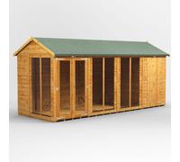 Powersheds Apex Roof Summerhouse Combi 16ft x 6ft, Golden Brown Timber