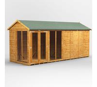 Powersheds Apex Roof Summerhouse Combi 16ft x 6ft with 6ft Side Store - Golden Brown
