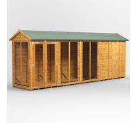 Powersheds Apex Roof Summerhouse Combi 18ft x 4ft with 4ft Side Store - Golden Brown