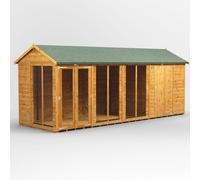 Powersheds Apex Roof Summerhouse Combi 18ft x 6ft, 3772mm x 1308mm, Golden Brown Timber