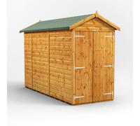 Powersheds Apex Roof Windowless Double Door Garden Shed 10ft x 4ft - Golden Brown