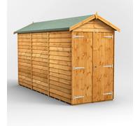 12X4 Power Overlap Apex Windowless Double Door Shed, Brown
