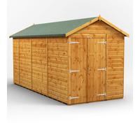 Powersheds Apex 14' x 6' Windowless Double Door Garden Shed, Brown