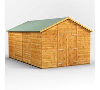Power Apex Roof Windowless Double Door Garden Shed 16'x10' Golden Brown