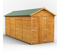 Powersheds Apex Roof Windowless Double Door Garden Shed 16ft x 6ft - Golden Brown