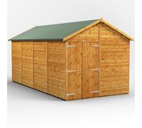 Powersheds Apex Roof Windowless Double Door Garden Shed 16ft x 8ft - Golden Brown