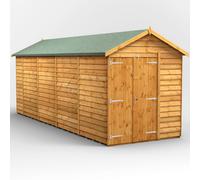 Powersheds Apex Roof Windowless Double Door Overlap Garden Shed 18ft x 6ft - Golden Brown