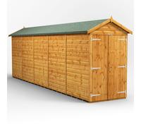 Powersheds Apex 20' x 4' Windowless Double Door Garden Shed, Brown