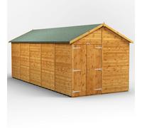 Powersheds Apex Roof Windowless Double Door Garden Shed 20ft x 8ft - Golden Brown