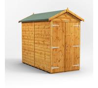 Powersheds Apex 8' x 4' Windowless Double Door Garden Shed, Brown