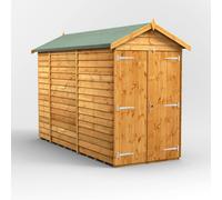 10X4 Powersheds Overlap Apex Windowless Double Door Shed, Brown