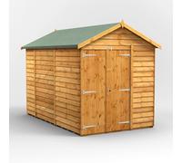 10X6 Powersheds Overlap Apex Windowless Double Door Shed, Brown