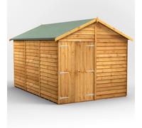 Powersheds Apex Roof Windowless Double Door Garden Shed 12ft x 8ft, Golden Brown Timber Overlap