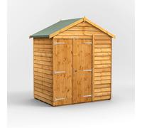 Power Apex Roof Windowless Double Door Overlap Garden Shed 4'x6' Golden Brown