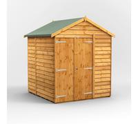 Powersheds Apex Roof Windowless Double Door Overlap Garden Shed 6ft x 6ft - Golden Brown
