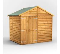 Powersheds Apex Roof Windowless Double Door Overlap Garden Shed 6ft x 8ft - Golden Brown