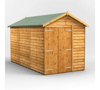 Powersheds Apex Roof Windowless Double Door Overlap Shed, 12ft x 6ft, Golden Brown Timber