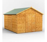 Powersheds Apex Roof Windowless Garden Shed 12'x10', Golden Brown Timber Shiplap Tongue and Groove