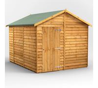Powersheds Apex Roof Windowless Single Door Overlap Garden Shed 10ft x 8ft - Golden Brown