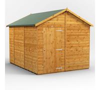 Powersheds Apex Roof Windowless Single Door Garden Shed 10ft x 8ft - Golden Brown