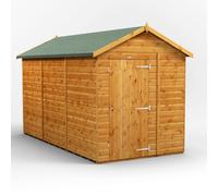 Powersheds Apex Roof Windowless Single Door Garden Shed 12ft x 6ft - Golden Brown