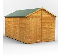 Powersheds Apex Roof Windowless Single Door Garden Shed 14ft x 8ft - Golden Brown