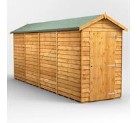 Power Apex Roof Windowless Overlap Garden Shed 16'x4' Golden Brown