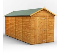 Powersheds Apex Roof Windowless Single Door Garden Shed 16ft x 6ft - Golden Brown