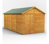 Powersheds Apex Roof Windowless Single Door Garden Shed 16ft x 8ft - Golden Brown