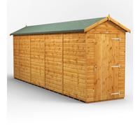 Powersheds Apex Roof Windowless Single Door Garden Shed 18ft x 4ft - Golden Brown
