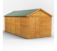 Powersheds Apex Roof Windowless Single Door Garden Shed 18ft x 8ft - Golden Brown