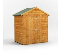 Powersheds Apex Roof Windowless Single Door Garden Shed 4ft x 6ft - Golden Brown